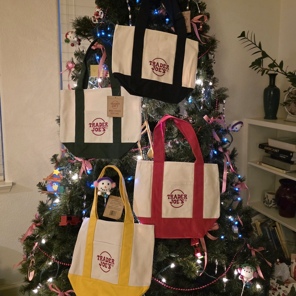 Trader Joe's Canvas Tote Bag Collection - Black, Red, Yellow, Green